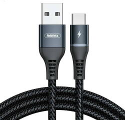 REMAX Cable USB-C Remax Colorful Light, 1m, 2.4A (black) (31099) - vexio