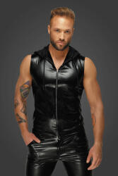 Noir Handmade H066 Snake Wetlook Sleeveless Zip-Up Top with Sheer Hood XL