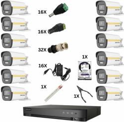 Hikvision Sistem de supraveghere Hikvision cu 16 camere Poc, ColorVu 8 Megapixeli, Color Noaptea, 40m, DVR 16 canale 8 Megapixeli, Hard, Accesorii SafetyGuard Surveillance