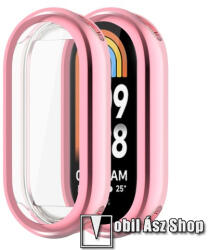  Xiaomi Smart Band 8, Okosóra szilikontok, Előlapvédelem, Galvanizált, Rózsaszín