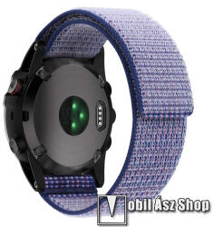  Okosóra szíj - szövet, tépőzáras, 230mm hosszú, 26mm széles QUICKFIT csatlakozó - LILA - Garmin Fenix 3 / 3 HR / 5X / 5X Plus / 5X Plus Sapphire / 6X / 6X Sapphire / 6X Pro / 6X Pro Solar / 6X Pro Sap