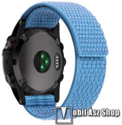  Okosóra szíj - szövet, tépőzáras, 230mm hosszú, 26mm széles QUICKFIT csatlakozó - VILÁGOSKÉK - Garmin Fenix 3 / 3 HR / 5X / 5X Plus / 5X Plus Sapphire / 6X / 6X Sapphire / 6X Pro / 6X Pro Solar / 6X P