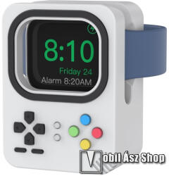 AHASTYLE DD-05 okosóra asztali töltő állvány / dokkoló - szilikon, kábelelvezető, a töltő NEM TARTOZÉK! - JÁTÉKKONZOL MINTA - SZÜRKE - APPLE Watch Series 1 / 2 / 3 / 4 / 5 / 6 / 7 / SE / 8 / ULTRA (DD-05)