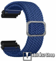  Okosóra szíj - fonott szövet körpánt - SÖTÉTKÉK - sztreccses, 220mm hosszú, TENGELY NÉLKÜL! - Xiaomi Amazfit T-Rex 2
