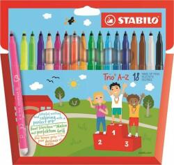 STABILO Filctoll készlet, 0, 7 mm, STABILO "Trio A-Z", 18 különbözõ szín (18 db) (TST37818)
