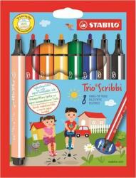 STABILO Filctoll készlet, 1, 5-2 mm, rugós hegy, STABILO "Trio Scribbi", 8 különbözõ szín (8 db) (TST368803)