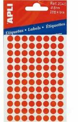 APLI Etikett, 8 mm kör, kézzel írható, színes, APLI, piros, 288 etikett/csomag (3 lap) (LCA2046)