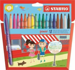 STABILO Filctoll készlet, 2 mm, STABILO "Power", 18 különbözõ szín (18 db) (TST28018)