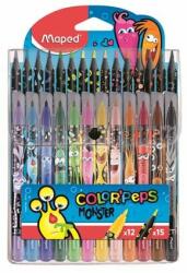 Maped Filctoll és színes ceruza készlet, MAPED "Color`Peps Monster" 12+15 különbözõ szín (27 db) (IMA984718)