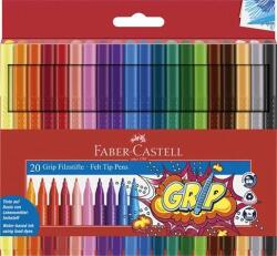 Faber-Castell Filctoll készlet, háromszögletű, FABER-CASTELL "Grip", 20 különbözõ szín (20 db)