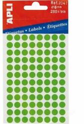 APLI Etikett, 8 mm kör, kézzel írható, színes, APLI, zöld, 288 etikett/csomag (3 lap)