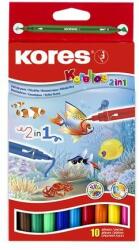 Kores Filctoll készlet, 1-3 mm, kétvégű, kimosható, KORES "Korellos 2in1", 10 különbözõ szín (10 db) (IK29021)