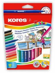 Kores Filctoll készlet, kimosható, KORES "Korellos", 12 különbözõ szín (12 db) (IK29013)