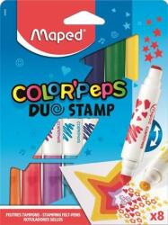 Maped Filctoll készlet, 7, 5 mm, kétvégű, MAPED "Color`Peps Duo Stamp" 8 különbözõ szín és minta (8 db)