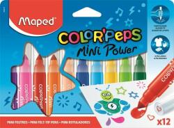 Maped Filctoll készlet, 6, 5 mm, kimosható, MAPED "Color`Peps Mini Power", 12 különbözõ szín (12 db)