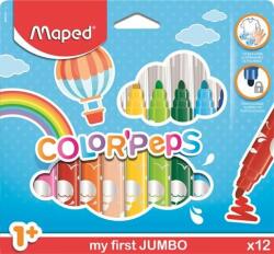 Maped Filctoll készlet, 1-5 mm, kimosható, vastag, MAPED "Color`Peps Jumbo", 12 különbözõ szín (12 db) (IMA846020)