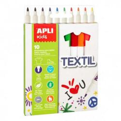 APLI Textilfilc, 2, 9 mm, APLI Kids Markers Textil , 10 különböző szín (18220) - molnarpapir