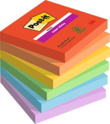3M Öntapadó jegyzettömb, 76x76 mm, 6x90 lap, 3M POSTIT Super Sticky Playful , vegyes színek (7100258795) - molnarpapir