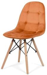 Scaun living si bucatarie BUC 232V, ergonomic, catifea, picioare lemn, tije metalice, 110 kg Portocaliu