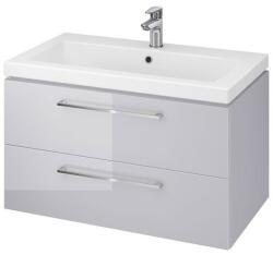 Saltsib Set masa living Elegant FDT4, blat ceramica, structura metalica, 140x80x75 cm, alb gri si 6 scaune Doina FDC2, tapiterie catifea, 90 kg, gri (S4245,4238x6)