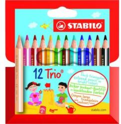 STABILO Creioane colorate STABILO Trio, groase și scurte, în ambalaj de carton, 12 buc