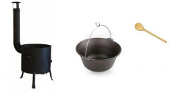 Perfect Home Öntöttvas bogrács szett 22liter, 39cm házzal, 50cm fakanállal (11328/71126/19109)
