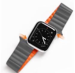 DUX DUCIS pótszíj (egyedi méret, bőr hatású, mágneses zár) SZÜRKE / NARANCSSÁRGA Apple Watch Ultra 49mm (GP-133327)