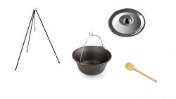 Perfect Home Öntöttvas bogrács szett 22liter, 1, 5m állvánnyal, 50cm fakanállal, fedővel (11328/14919/19109/11244)