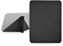 DEVIA ST378300 Devia Apple iPad 10.9 (2022) tablet tok, Gremlin Series, műbőr, Apple Pencil tartóval, fekete-füst átlátszó hátlappal (ST378300)