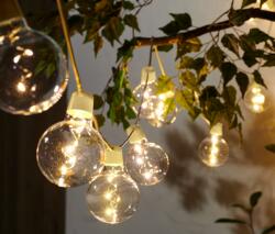 Tchibo Kültéri LED-es égősor, 10 villanykörte Átlátszó villanykörte utánzat Sárga-fehér kábel Sárga foglalat Fekete tápegység