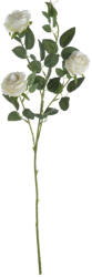 Selyemvirág rózsa ág 4 fejjel, 64.5cm magas - Krém (AF024-01)