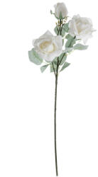  Selyemvirág rózsa ág 3 fejjel, 64.5cm magas - Fehér (AF023-02)