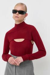 Patrizia Pepe gyapjú pulóver könnyű, női, piros, félgarbó nyakú - piros 38