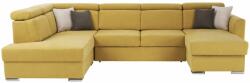  Luxus kivitelű ülőgarnitúra, sárga/barna párnák, balos, MARIETA U (0000195279)