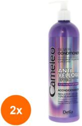 Cameleo Set 2 x Balsam Cameleo Silver Platinum Reflections, pentru Par Blond, Decolorat sau Gri, Efect Anti-Galben, 500 ml