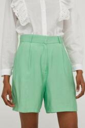 Answear Lab pantaloni scurti femei, culoarea verde, neted, high waist BMYX-SZD003_77X