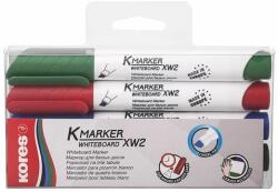 Kores Tábla- és flipchart marker készlet, 3-5 mm, vágott, KORES "K-Marker XW2", 4 különbözõ szín (4 db) (IK20845)