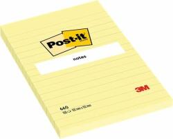 3M Öntapadó jegyzettömb, 102x152 mm, 100 lap, vonalas, 3M POSTIT, sárga (100 lap) (LP6601)