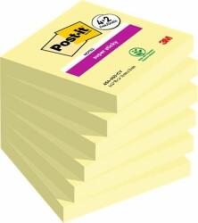3M Öntapadó jegyzettömb, 76x76 mm, 6x90 lap, 3M POSTIT "Super Sticky", kanári sárga (540 lap) (LP654SSCYP42)