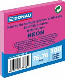 DONAU Öntapadó jegyzettömb, 76x76 mm, 100 lap, DONAU, neon rózsaszín (100 lap) (D758616)