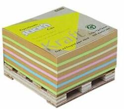 STICK N Öntapadó jegyzettömb, 76x76 mm, 400 lap, mini raklap, STICK N "Kraft Cube", vegyes színek (400 lap) (SN21817)