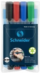 Schneider Alkoholos marker készlet, 1-3 mm, kúpos, SCHNEIDER "Maxx 130", 4 különbözõ szín (4 db)