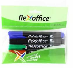 FlexOffice Alkoholos marker, 1, 5 mm, kúpos, FLEXOFFICE "PM03", 4 különbözõ szín (4 db)