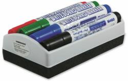 GRANIT Táblamarker készlet, 2-3 mm, kúpos, tolltartóval, GRANIT "M460", 4 különbözõ szín + táblatörlõ (5 db)