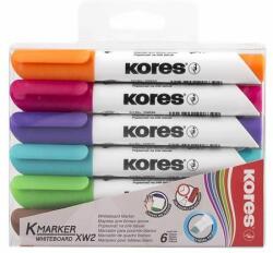 Kores Tábla- és flipchart marker készlet, 1-3 mm, vágott, KORES "K-Marker", 6 különbözõ szín (6 db)