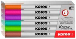 Kores Tábla- és flipchart marker készlet, 1-3 mm kúpos, KORES "K-Marker", 6 különbözõ szín (6 db)