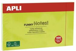 APLI Öntapadó jegyzettömb, 125x75 mm, 100 lap, APLI "Funny", zöld (100 lap) (LNP15004)
