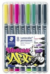 STAEDTLER Alkoholos marker vegyes készlet, OHP, STAEDTLER "Lumocolor® 31", 8 különbözõ szín, 3-féle vonalvastagság (8 db)
