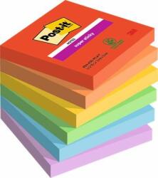 3M Öntapadó jegyzettömb, 76x76 mm, 6x90 lap, 3M POSTIT "Super Sticky Playful", vegyes színek (540 lap) (LP6546SSPLA)