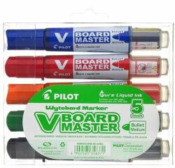Pilot Táblamarker készlet, 2, 3 mm, kúpos, PILOT "V-Board Master", 5 különbözõ szín (5 db)